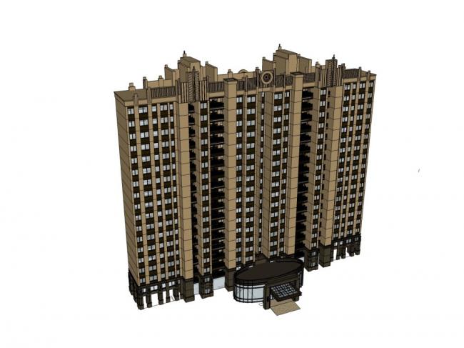Classical 18-Story High-Rise Residential Building SketchUp Model