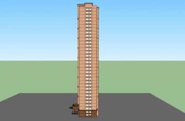 Modern 33-Story High-Rise Residential Building SketchUp Model-BIM WORLD