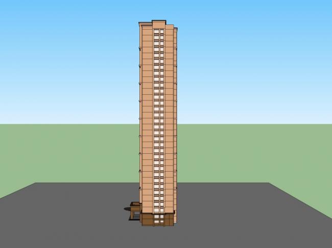 Modern 33-Story High-Rise Residential Building SketchUp Model