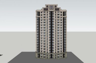 Classical 18-Story High-Rise Residential Building SketchUp Model-BIM WORLD