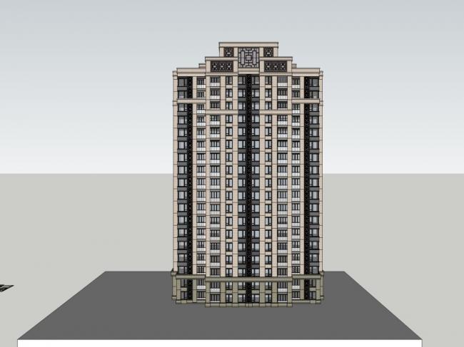 Classical 18-Story High-Rise Residential Building SketchUp Model