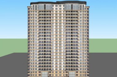 Modern 24-Story High-Rise Residential Building SketchUp Model-BIM WORLD