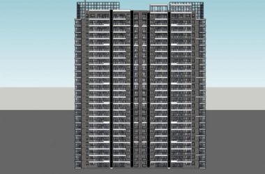 Modern 24-Story High-Rise Residential Building SketchUp Model-BIM WORLD
