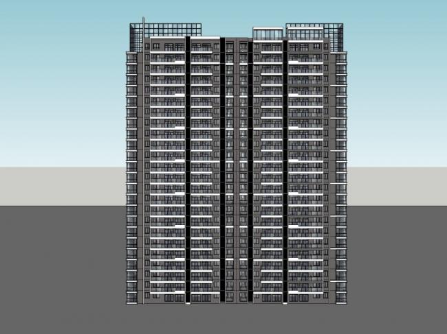 Modern 24-Story High-Rise Residential Building SketchUp Model