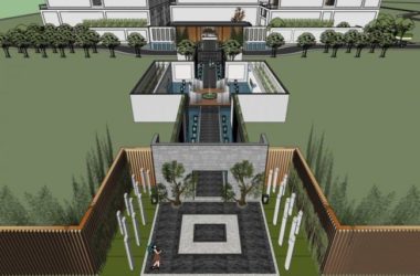 SketchUp Residential Model: Chinese-Style Community Entrance Design-BIM WORLD