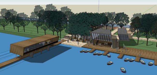 SketchUp Business Model: Modern Waterfront Dock and Landscape Design