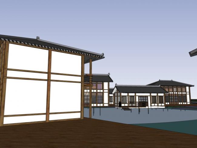 SketchUp Business Model: A Chinese-Style Commercial Street Design