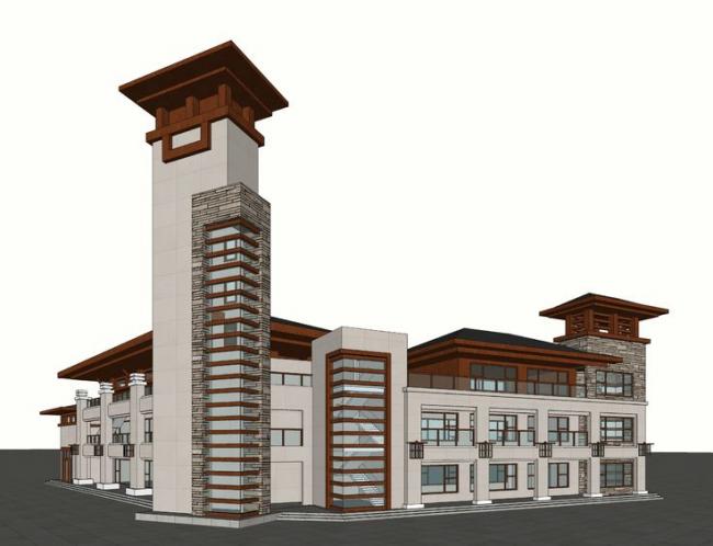 SketchUp Business Model: Designing a Multi-Story Chinese-Style Commercial Club