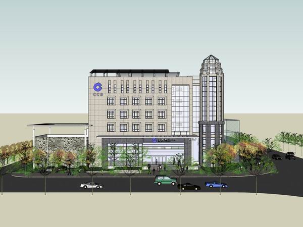 Modern Multi-Story Office Building Model in SketchUp