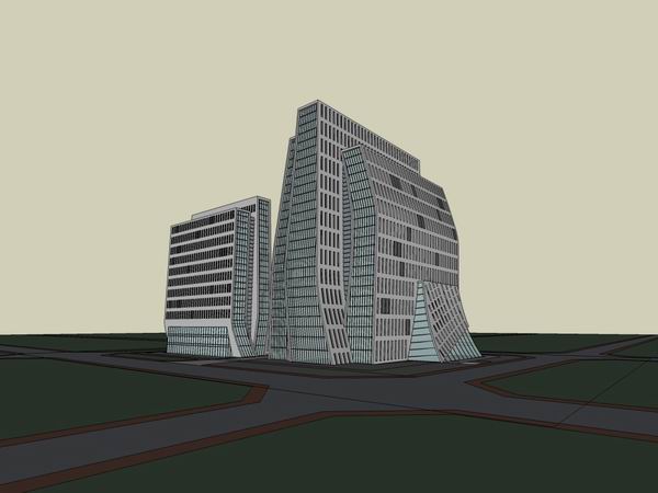 Modern High-Rise Office Building Model in SketchUp