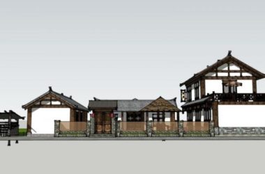 SketchUp Multi-Story Chinese-Style Hotel and Homestay Model-BIM WORLD