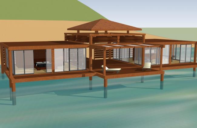 Classical Multi-Story Shallow Resort Hotel SketchUp Model