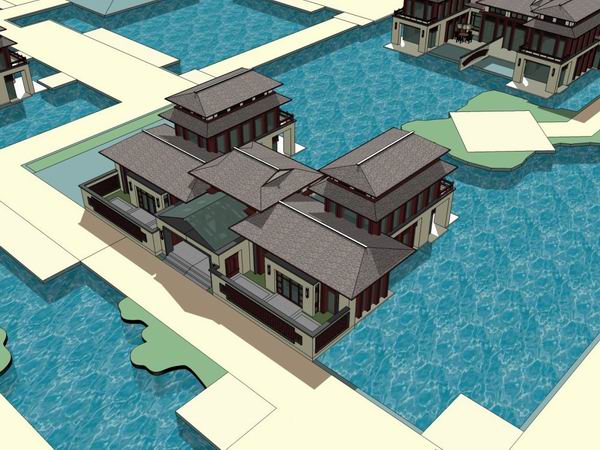 SketchUp Model of a Multi-Story Classical Style Hotel Villa