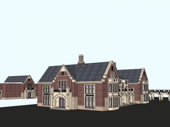 SketchUp Business Model: European Classical Style Low-Rise Clubhouse Design