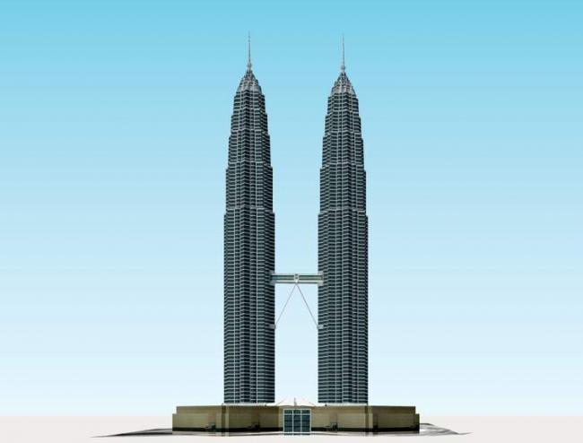SketchUp Complex Model: Malaysia's Petronas Twin Towers – Ultra High-Rise Modern Architecture