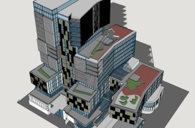 SketchUp Complex Model: Multi-Story High-Rise Mixed-Use Commercial Center in Modern Style-BIM WORLD