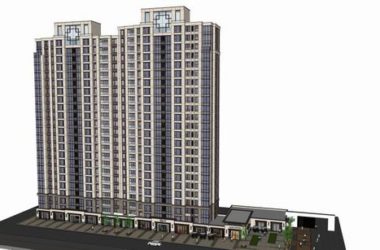 Modern High-Rise Residential Building with Ground Floor Shops | 23-Story SketchUp Model-BIM WORLD