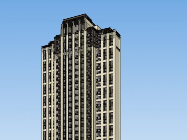 SketchUp Model: 26-Story Classical High-Rise Residential Building