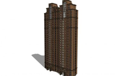 Classical 26-Story High-Rise Residential Building SketchUp Model-BIM WORLD