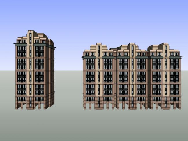 SketchUp Model: 11-Story Classical High-Rise Residential Complex