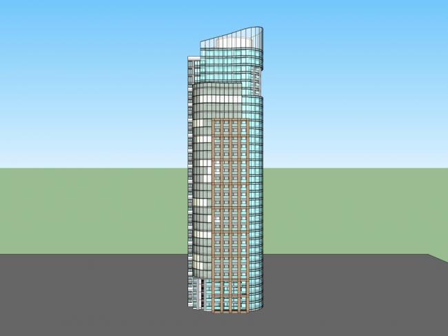 SketchUp Model of a Modern 33-Story High-Rise Residential Building