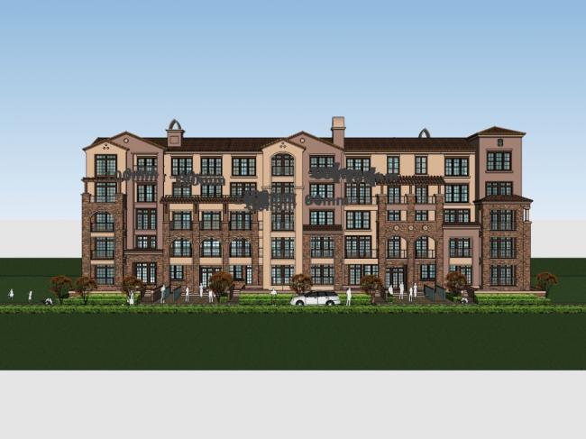 SketchUp Multi-Story Residential Complex in Classical Style