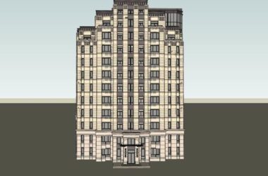 Classical 12-Story High-Rise Residential Building SketchUp Model-BIM WORLD
