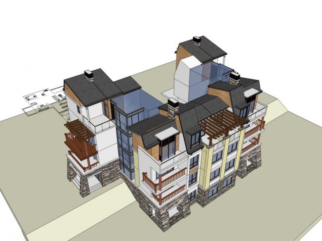 SketchUp Model of a Multi-Story Classical Residential Complex
