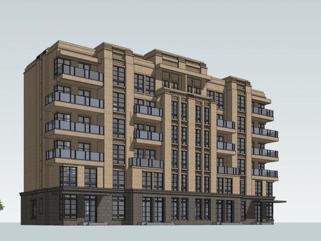 SketchUp Residential Model: Multi-Story Classical Style Housing Complex