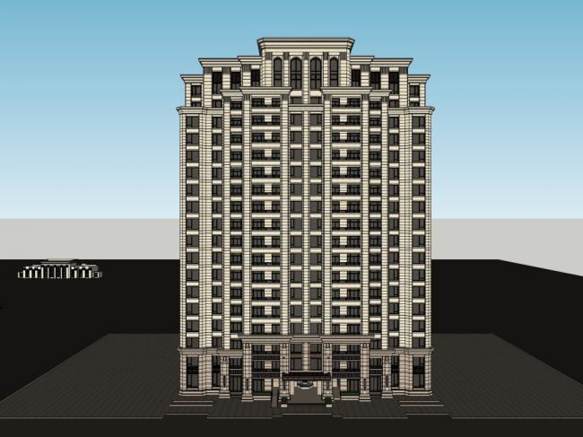 Classical 19-Story High-Rise Residential Complex | SketchUp Model