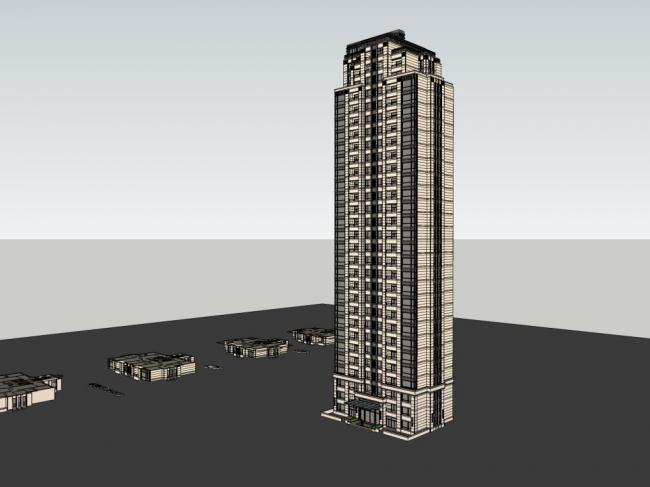 SketchUp Residential Model: 30-Story Classical High-Rise Complex