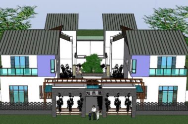 SketchUp Residential Model: Multi-Story Classical Courtyard Home-BIM WORLD
