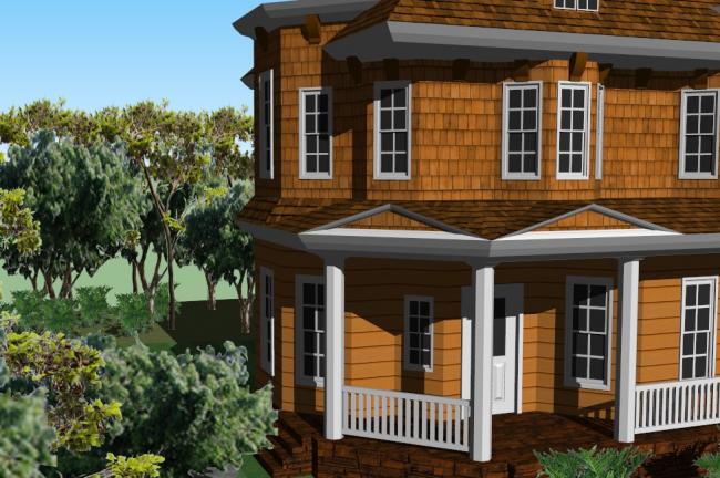 SketchUp Residential Model: Multi-Story Detached Classical Garden Villa
