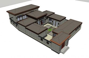SketchUp Residential Design | Multi-Story Chinese-Style Courtyard Home-BIM WORLD