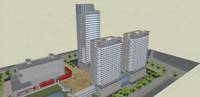 SketchUp Complex Model: Modern Super High-Rise Commercial Tower