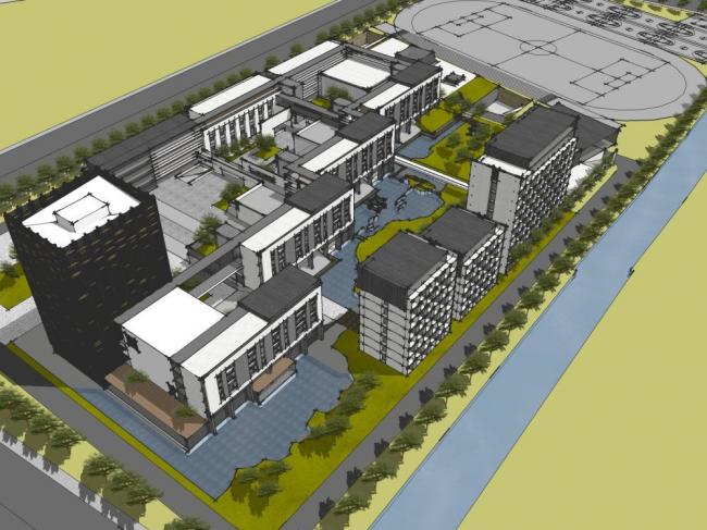 Modern Multi-Story School Campus Model in SketchUp