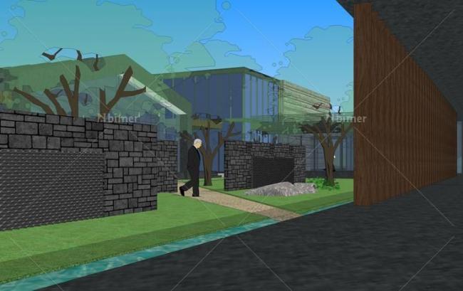 SketchUp Cultural Model: Modern-Style Exhibition Hall Architecture