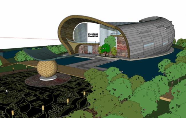 SketchUp Cultural Model of Putian Museum: Modern Architectural Design