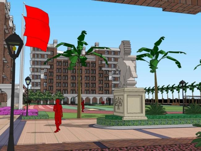Classic Multi-Story High-Rise School Campus Architecture in SketchUp