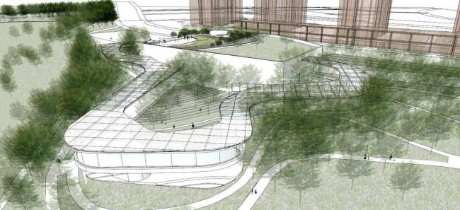 Modern Streetside Park Landscape Model in SketchUp