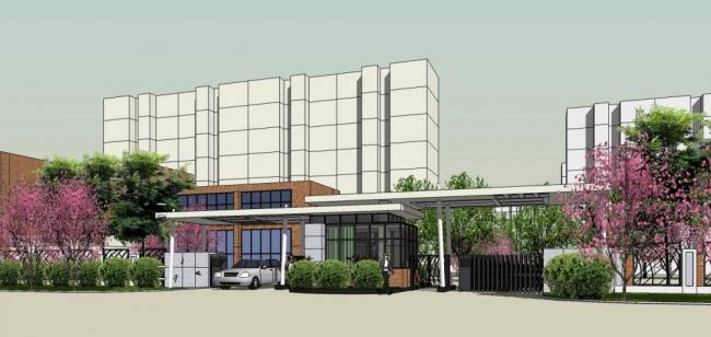 Modern Single-Story Guard Room and Entrance Landscape Model in SketchUp