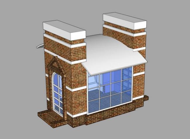 SketchUp Model: Security Pavilion, Guard Room, and Gatehouse Components