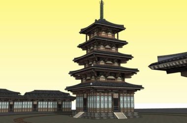 SketchUp Model of a Multi-Story Ancient Chinese Pagoda-BIM WORLD