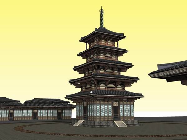 SketchUp Model of a Multi-Story Ancient Chinese Pagoda