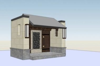 SketchUp Material Model: Chinese-Style Entrance Gate Pavilion-BIM WORLD