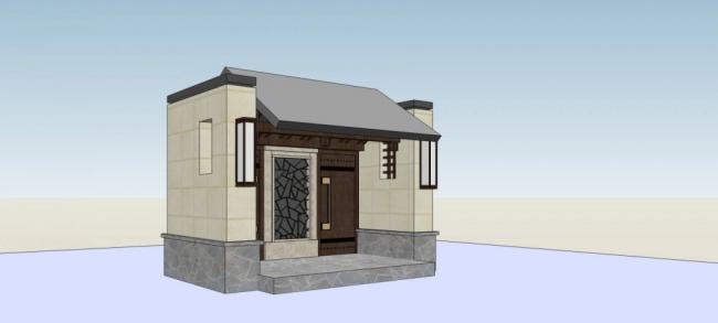 SketchUp Material Model: Chinese-Style Entrance Gate Pavilion