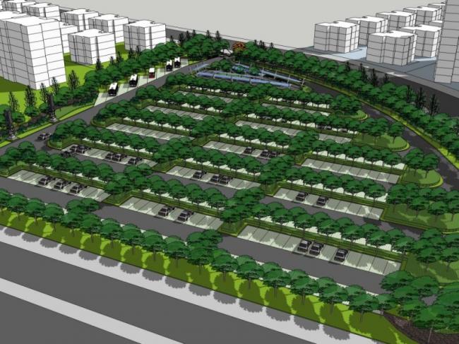 Modern Parking Lot Landscape Design | SketchUp Model Showcase