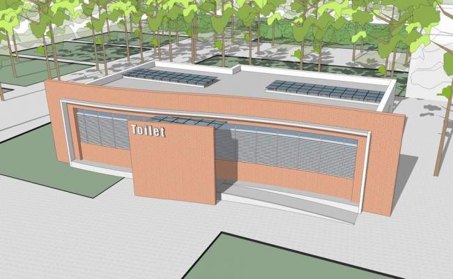 Modern Public Toilet Design in SketchUp Model