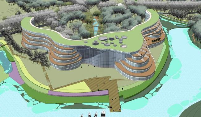 Modern Multi-Story Eco-Friendly Hotel Model in SketchUp