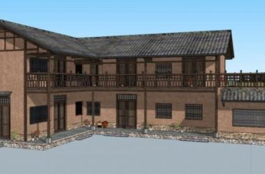 SketchUp Hotel Model: Chinese-Style Homestay Design-BIM WORLD